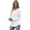 imageXIEERDUO Womens Long Sleeve Tops Color Block Casual Crewneck Tops Tshirt Basic Tee Fall Fashion Clothes Trendy OutfitsWhite