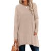 imageXIEERDUO Womens Tunic Tops Long Sleeve Crew Neck High Low Hem Loose Fit Shirts Blouses with PocketsBeige