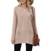 imageXIEERDUO Womens Tunic Tops Long Sleeve Crew Neck High Low Hem Loose Fit Shirts Blouses with PocketsBeige
