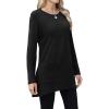 imageXIEERDUO Womens Tunic Tops Long Sleeve Crew Neck High Low Hem Loose Fit Shirts Blouses with PocketsBlack