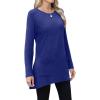 imageXIEERDUO Womens Tunic Tops Long Sleeve Crew Neck High Low Hem Loose Fit Shirts Blouses with PocketsBlue