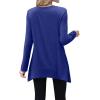imageXIEERDUO Womens Tunic Tops Long Sleeve Crew Neck High Low Hem Loose Fit Shirts Blouses with PocketsBlue