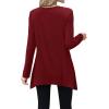 imageXIEERDUO Womens Tunic Tops Long Sleeve Crew Neck High Low Hem Loose Fit Shirts Blouses with PocketsBurgundy