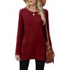 imageXIEERDUO Womens Tunic Tops Long Sleeve Crew Neck High Low Hem Loose Fit Shirts Blouses with PocketsBurgundy