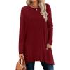 imageXIEERDUO Womens Tunic Tops Long Sleeve Crew Neck High Low Hem Loose Fit Shirts Blouses with PocketsBurgundy