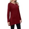 imageXIEERDUO Womens Tunic Tops Long Sleeve Crew Neck High Low Hem Loose Fit Shirts Blouses with PocketsBurgundy