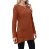 imageXIEERDUO Womens Tunic Tops Long Sleeve Crew Neck High Low Hem Loose Fit Shirts Blouses with PocketsCaramel
