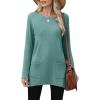 imageXIEERDUO Womens Tunic Tops Long Sleeve Crew Neck High Low Hem Loose Fit Shirts Blouses with PocketsTurquoise