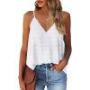 imageXIEERDUO V Neck Tank Tops for Women Cute Pom Pom Chiffon Spaghetti Strap Cami Tops04gv Neckwhite
