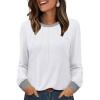 imageXIEERDUO Womens Long Sleeve Tops Color Block Casual Crewneck Tops Tshirt Basic Tee Fall Fashion Clothes Trendy OutfitsWhite