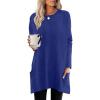 imageXIEERDUO Womens Tunic Tops Long Sleeve Crew Neck High Low Hem Loose Fit Shirts Blouses with PocketsBlue