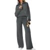 imageXIEERDUO Womens Half Zip Sweatsuits Two Piece Travel Outfits Oversized Ribbed Sweatshirts Sweatpants Lounge Sets S3XLA08dark Grey