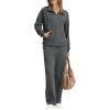 imageXIEERDUO Womens Half Zip Sweatsuits Two Piece Travel Outfits Oversized Ribbed Sweatshirts Sweatpants Lounge Sets S3XLA08dark Grey
