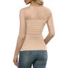 imageXIEERDUO Womens Sexy Sheer Long Sleeve Tops Crew Neck Mesh Ruched Going Out Shirts Blouse Date Night OutfitsC Beige Mesh