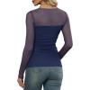 imageXIEERDUO Womens Sexy Sheer Long Sleeve Tops Crew Neck Mesh Ruched Going Out Shirts Blouse Date Night OutfitsMesh Navy