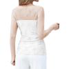 imageXIEERDUO Womens Sexy Sheer Long Sleeve Tops Crew Neck Mesh Ruched Going Out Shirts Blouse Date Night OutfitsZ Lace White
