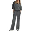 imageXIEERDUO Womens Half Zip Sweatsuits Two Piece Travel Outfits Oversized Ribbed Sweatshirts Sweatpants Lounge Sets S3XLA08dark Grey