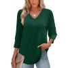 imageXIEERDUO Womens 34 Sleeve Tops with Buttons VNeck Summer Outfits Casual Blouses Shirts Beach Vacation Fall Clothes 2025Agreen