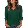 imageXIEERDUO Womens 34 Sleeve Tops with Buttons VNeck Summer Outfits Casual Blouses Shirts Beach Vacation Fall Clothes 2025Agreen