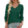 imageXIEERDUO Womens 34 Sleeve Tops with Buttons VNeck Summer Outfits Casual Blouses Shirts Beach Vacation Fall Clothes 2025Agreen