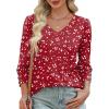 imageXIEERDUO Womens 34 Sleeve Tops with Buttons VNeck Summer Outfits Casual Blouses Shirts Beach Vacation Fall Clothes 2025Fred White Dot