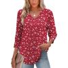 imageXIEERDUO Womens 34 Sleeve Tops with Buttons VNeck Summer Outfits Casual Blouses Shirts Beach Vacation Fall Clothes 2025Fred White Dot