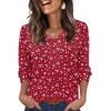 imageXIEERDUO Womens 34 Sleeve Tops with Buttons VNeck Summer Outfits Casual Blouses Shirts Beach Vacation Fall Clothes 2025Fred White Dot