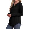 imageXIEERDUO Womens Long Sleeve Shirts Fall Tunic Tops Henley V Neck Blouses Dressy Casual 2025 Winter Trendy ClothesAblack