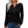 imageXIEERDUO Womens Long Sleeve Shirts Fall Tunic Tops Henley V Neck Blouses Dressy Casual 2025 Winter Trendy ClothesAblack