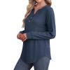 imageXIEERDUO Womens Long Sleeve Shirts Fall Tunic Tops Henley V Neck Blouses Dressy Casual 2025 Winter Trendy ClothesAblue