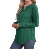 imageXIEERDUO Womens Long Sleeve Shirts Fall Tunic Tops Henley V Neck Blouses Dressy Casual 2025 Winter Trendy ClothesAgreen