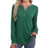 imageXIEERDUO Womens Long Sleeve Shirts Fall Tunic Tops Henley V Neck Blouses Dressy Casual 2025 Winter Trendy ClothesAgreen