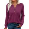 imageXIEERDUO Womens Long Sleeve Shirts Fall Tunic Tops Henley V Neck Blouses Dressy Casual 2025 Winter Trendy ClothesApurple