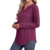 imageXIEERDUO Womens Long Sleeve Shirts Fall Tunic Tops Henley V Neck Blouses Dressy Casual 2025 Winter Trendy ClothesApurple
