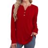 imageXIEERDUO Womens Long Sleeve Shirts Fall Tunic Tops Henley V Neck Blouses Dressy Casual 2025 Winter Trendy ClothesAred