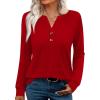 imageXIEERDUO Womens Long Sleeve Shirts Fall Tunic Tops Henley V Neck Blouses Dressy Casual 2025 Winter Trendy ClothesAred