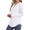 imageXIEERDUO Womens Long Sleeve Shirts Fall Tunic Tops Henley V Neck Blouses Dressy Casual 2025 Winter Trendy ClothesAwhite