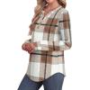 imageXIEERDUO Womens Long Sleeve Shirts Fall Tunic Tops Henley V Neck Blouses Dressy Casual 2025 Winter Trendy ClothesFbrown Grid