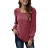 imageXIEERDUO Womens Long Sleeve Tunic Tops Ruffles Sleeve Square Neck Winter Shirts Dressy Casual04red
