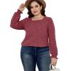 imageXIEERDUO Womens Long Sleeve Tunic Tops Ruffles Sleeve Square Neck Winter Shirts Dressy Casual04red