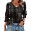 imageXIEERDUO Womens 34 Sleeve Tops with Buttons VNeck Summer Outfits Casual Blouses Shirts Beach Vacation Fall Clothes 2025Fwhite Striped Black