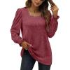 imageXIEERDUO Womens Long Sleeve Tunic Tops Ruffles Sleeve Square Neck Winter Shirts Dressy Casual04red