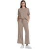 imageXIEERDUO Womens 2 Piece Outfits For Women Loose Pajamas Pullover Tops And Wide Leg Pants Lounge Sets Tracksuit Sweatsuit08khaki