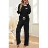 imageXIEERDUO Womens Pajama Sets Long Sleeve Sleepwear Soft Pjs Lounge Chest Pocket Two Piece Sets For WomenBlack