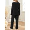 imageXIEERDUO Womens Pajama Sets Long Sleeve Sleepwear Soft Pjs Lounge Chest Pocket Two Piece Sets For WomenBlack