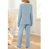 imageXIEERDUO Womens Pajama Sets Long Sleeve Sleepwear Soft Pjs Lounge Chest Pocket Two Piece Sets For WomenBlue