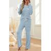 imageXIEERDUO Womens Pajama Sets Long Sleeve Sleepwear Soft Pjs Lounge Chest Pocket Two Piece Sets For WomenBlue