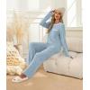 imageXIEERDUO Womens Pajama Sets Long Sleeve Sleepwear Soft Pjs Lounge Chest Pocket Two Piece Sets For WomenBlue