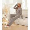 imageXIEERDUO Womens Pajama Sets Long Sleeve Sleepwear Soft Pjs Lounge Chest Pocket Two Piece Sets For WomenCoffee