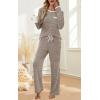 imageXIEERDUO Womens Pajama Sets Long Sleeve Sleepwear Soft Pjs Lounge Chest Pocket Two Piece Sets For WomenCoffee